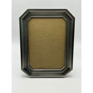 Burnes of Boston Pewter Beaded Octagon Picture Frame 4x6 Tabletop Decor Silver